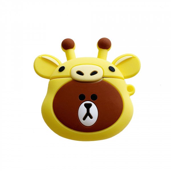 Wholesale Cute Design Cartoon Silicone Cover Skin for Airpod (1 / 2) Charging Case (Giraffe Bear Yellow)